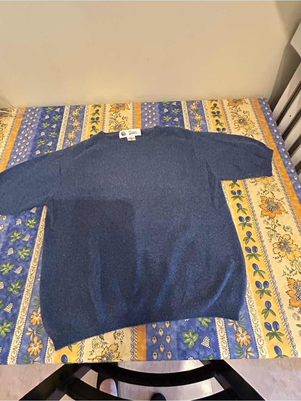 Deep blue 2 ply very soft Cashmere Women’s short sleeve Crewneck Sweater